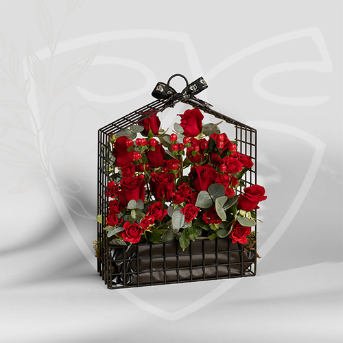 Hot Juri 2 - gold cage with roses Size : 35*30 cm