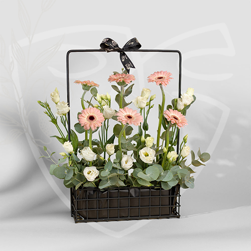 Mask Basket 1 - stand with flowers size : 45*25 cm