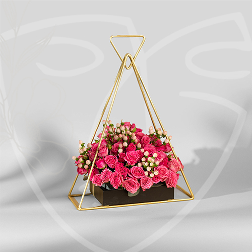 More Happy 2 - gold stand with flowers ٍSize : 40*30 cm