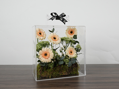 Pino - Plexi box made of luxurious transparent acrylic Size 40/45 cm Made up of a variety of flowers