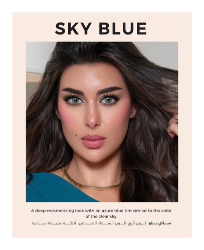 Sky Blue - The blend of bright blue and yellow is natural, and when worn, it produces an exotic atmosphere with blue eyes