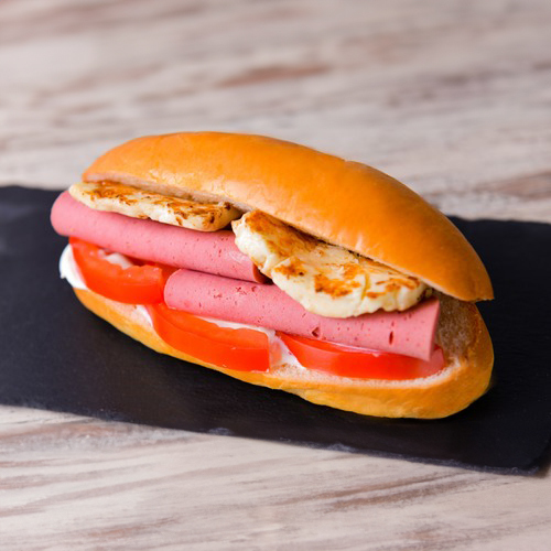 Mortedella Wh Halloum Sandwich - Grilled Mortedella with Halloum cheese, Mayonnaise and Tomato in french bread