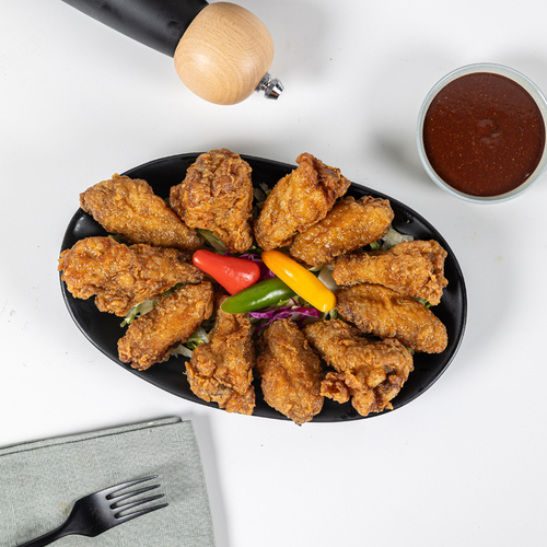 Chicken Wings - Fried chicken wings with BBQ sauce