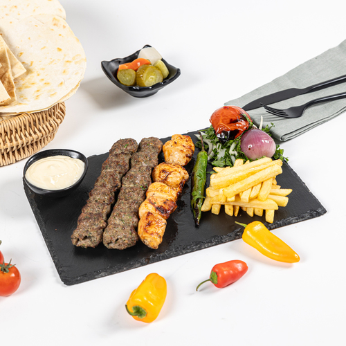 Caboria - Kabab & Shish Tawook - Meal - Served With Potato, Grilled Veg , Garlic Sauce & Bread