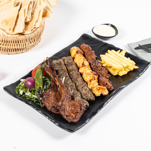 Mix Grill Platter - Half a Kilo of KEBAB. SHISH TAWOOK, TIKKA and 2 pieces of lamb chops