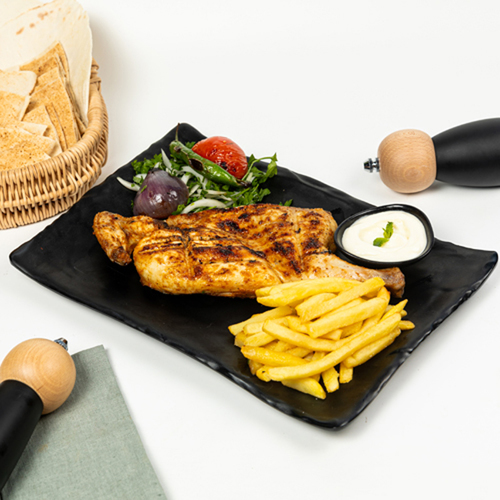 Caboria - Grilled Chicken - Half - Caboria Famous Charcoal grilled chicken Served With Potato, Grilled Veg , Garlic Sauce & Bread