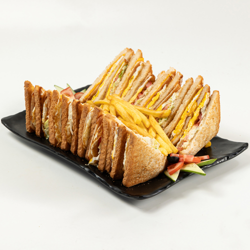 Caboria - Club Sandwich - Double stacked on griddles toast, fried eggs, smoked turkey,
Lettuce, Tomato & Cheddar cheese.