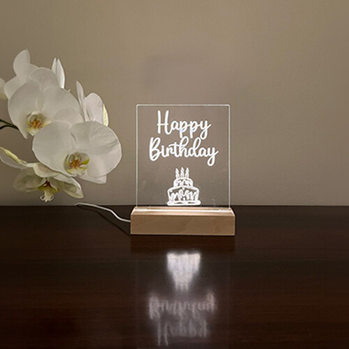 Printed Light Board Happy Birthday - Printed light boards with messages. with 3 options of light white yellow and orange. comes with a dimmer and USB wire.
