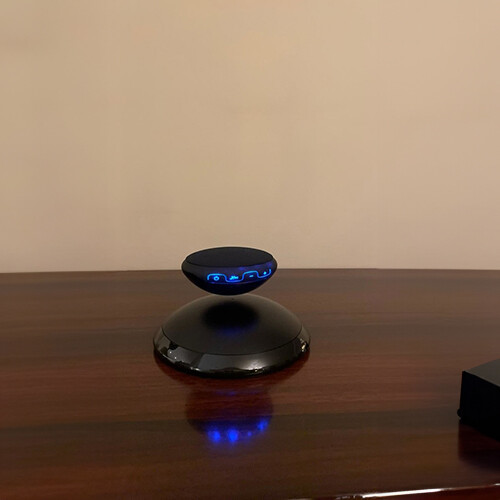Bluetooth Speaker - Hands free, Bluetooth levitating and spinning stylish speaker. You can answer you phone calls using this cool gadget. Keep it on day and night. Charges wirelessly or with USB. and has a USB port for you other devices . Its a must have. Base : D: 17 cm H: 10 cm Speaker : D: 9.5 cm