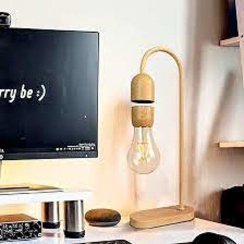 Stand Light - Light wood color stand with free floating light bulb.