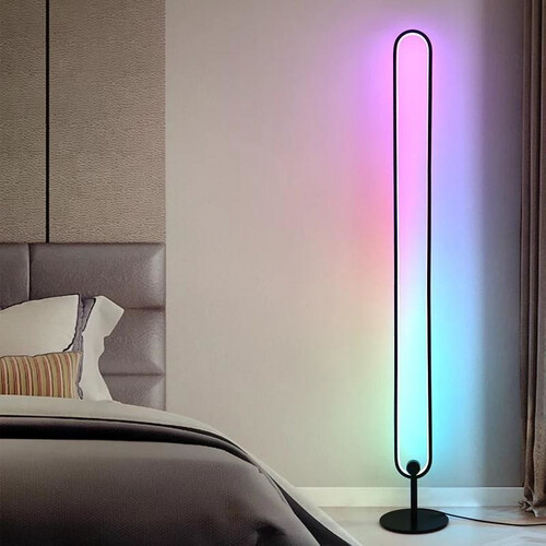 Black Led Floor Lamp - Black Color Stylish LED Lamp with remote. you can fix it on one color or choose the color changer and style. Match all rooms.