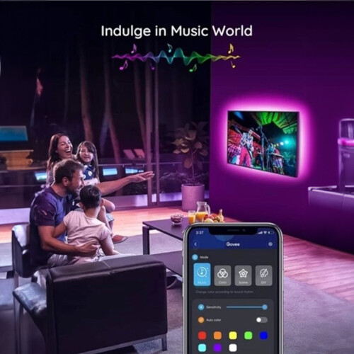 String Led Light With Mobile - High Quality 32-58 inch TV, could be extended with other strip and also used for Counters, Bed frames, under Tables, Doorsteps, stair cases...  Atmosphere Light Strip . Comes with remote control. could be connected to Alexa. you can download the app and control it from your mobile too. thousands of settings and options are awaiting you.