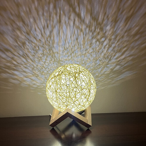 Dimmer Light Ball - Light ball with wood stand, comes with Dimmer and color changer : white/yellow/orange. USB charger.