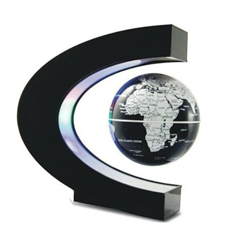 C Shape Black Globe - Levitating C shape black globe.