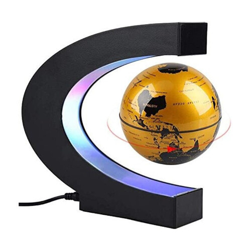 C Shape Globe (Gold) - Levitating C shape Gold globe