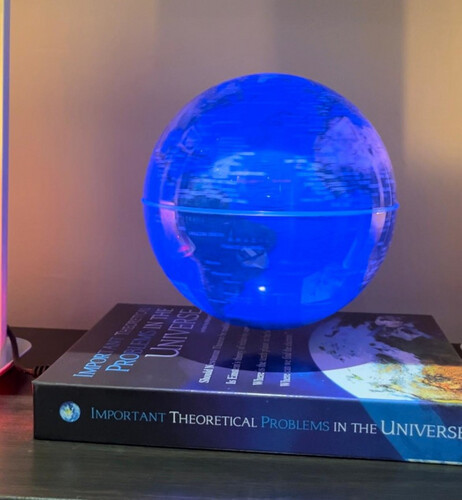 Atlas With Colored Globe - Atlas base with Levitating Globe that changes color from red to green to blue abd white.