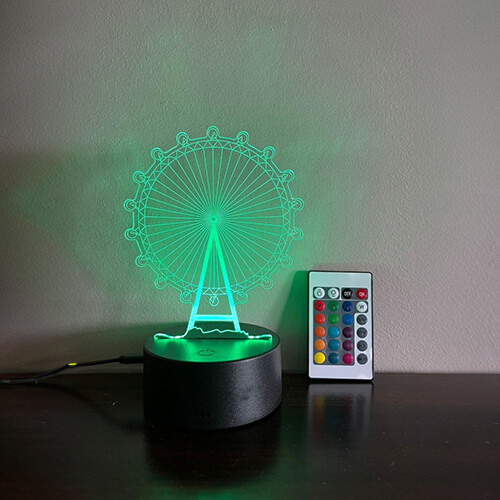 3d Ferris Wheel 9 - 3D figure with LED lights. works with batteries or USB. comes with remote control.