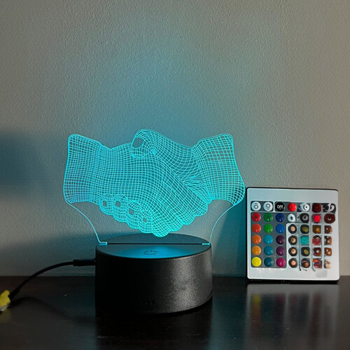 3D Shaking Hands 8 - 3D figure with LED lights. works with batteries or USB. comes with remote control.