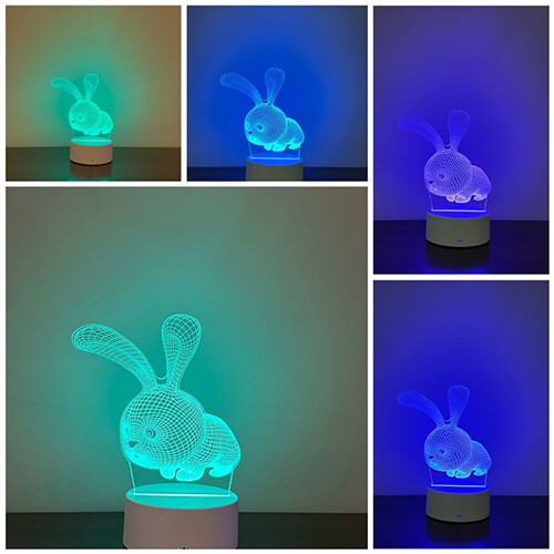 Rabbit 3 - 3D figuers with LED lights. works with batteries or USB. comes with remote control.