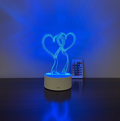 Two Hearts 1 - 3D figuers with LED lights. works with batteries or USB. comes with remote control.