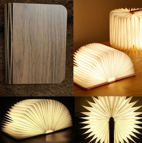 Xl Book Light -white Wood (21.8cmX17cm) - Rechargeable USB book lamp base gift fashion indoor decoration. with 3 light shades white, yellow and orange. could be reshaped into different shape.