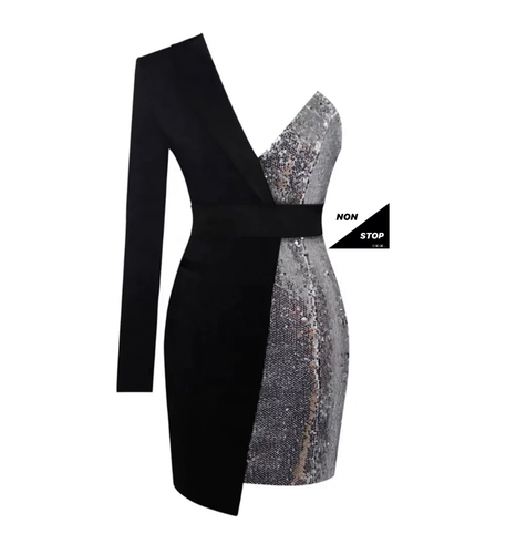 Black dress with glitter silver