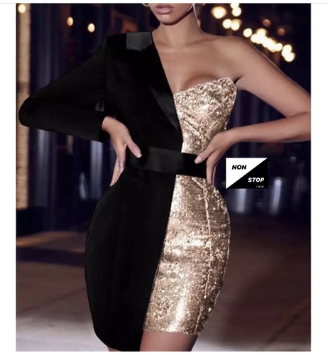 Black dress with glitter gold