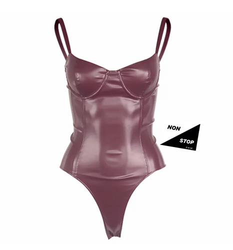 Maroon leather bodysuit