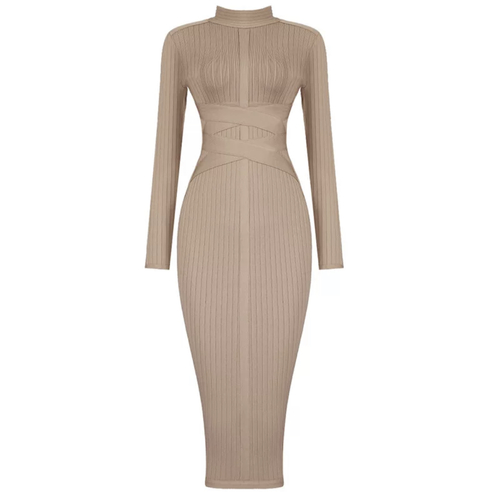 Bandage dress midi light pink beige