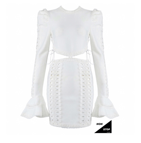 NON STOP - Stylish white dress with sleeves