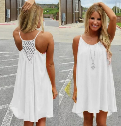 Beach coverup white dress with waterproof bag