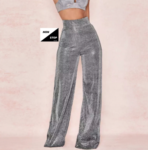 Glitter silver pant high waist