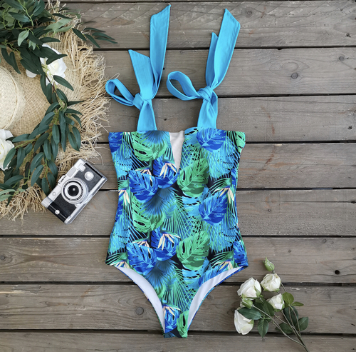 Swimwear one piece blue green