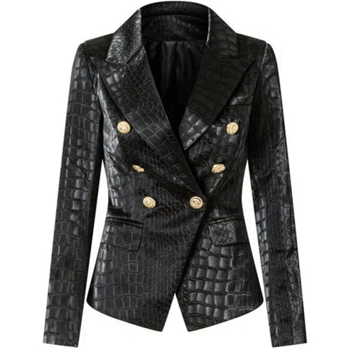 Crocodile leather black blazer