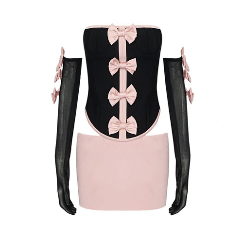 Set top corset with gloves and skirt