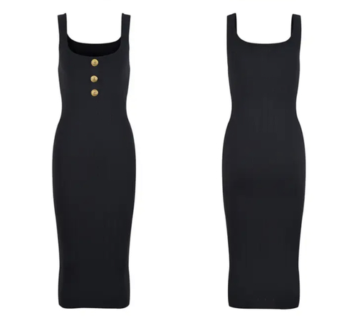 Midi black dress with buttons