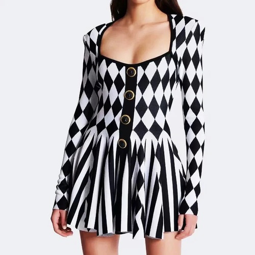 Black and white dress with long sleeves