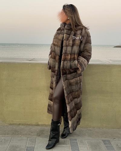 Real mink fur long jacket