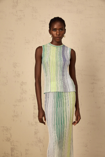 Green Missoni style set skirt with top