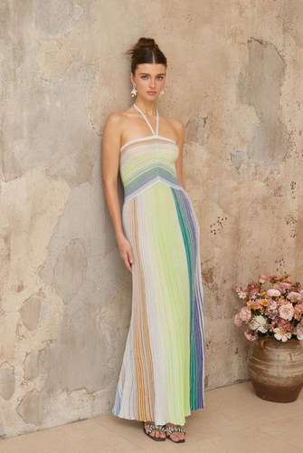 Summer maxi dress missoni style green