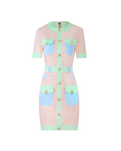 Light blue with pink summer dress