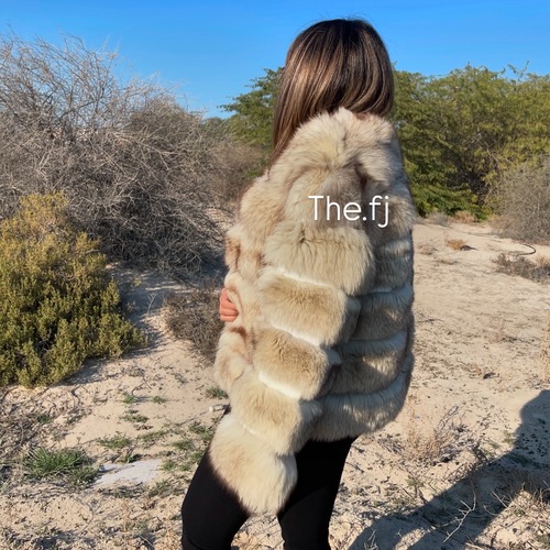 Silver fox fur with real leather