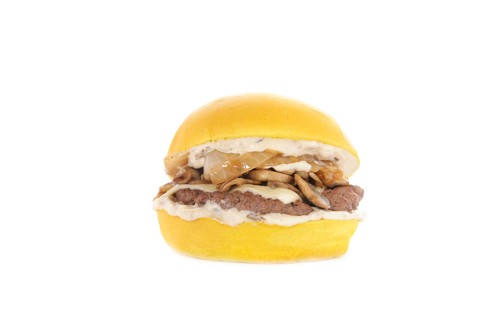 SWISS 'N' MUSHROOM SLIDER - Freshly baked Potato bun, Certified Angus Beef Patty, White Cheddar Cheese,Sautèèd Organic Mushroom, served with Trend Special Sauce.