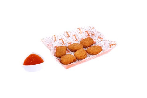 CHICKEN NUGGETS - Fried nuggets served with Barbeque sauce.