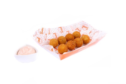 CHICKEN CROQUETTES - Fried cheesy creamy chicken served with ranch sauce