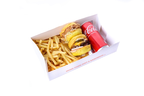 MIXED SLIDER MEAL - Combination of Chicken Slider and Beef Slider comes with Fries and Soft drink.