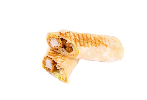 CRISPY CHICKEN WRAP - Crispy fried chicken fingers, Lettuce, Cheddar Cheese doused with Trend Special Sauce wrapped in Tortilla Bread.