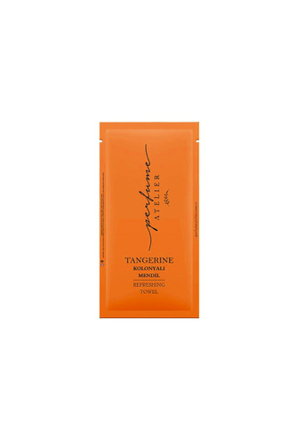 TANGERINE REFRESHING TOWEL - A towel wipes contain with 100 pieces  INGREDIENTS : AMB ER, MU SK, VETIVER, MOSSY NOTES, PATCHOULI, ORANGE BLOSSOM , JA SMINE , MA NDARI N, BERGAM OT, LEMON , AQUATIC NOTES