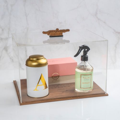 Candle stand, air freshener and tissues of your choice