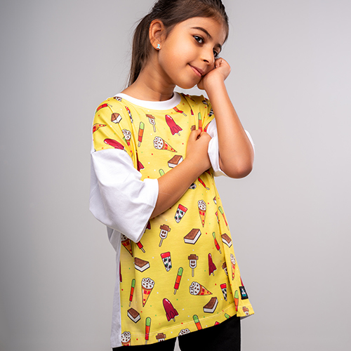 Ice cream T-shirt - yellow - Unisex oversize T-shirt for boys and girls